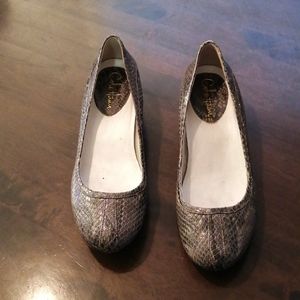 Cole Haan Gray Snakeskin Wedges